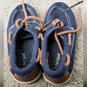 Cat & Jack Youth Boys' Collin Lace-Up Canvas Boat Shoes Navy Blue  1